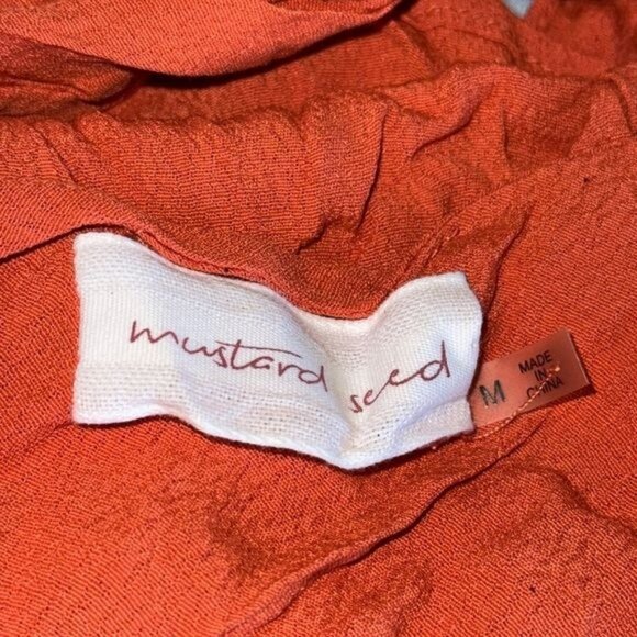 Mustard Seed Orange Crinkled Jumpsuit Rayon & Viscose Fabric Adjustable Straps S - Picture 3 of 5